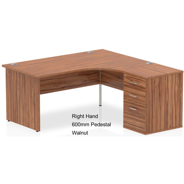 Rayleigh Panel End Desk with 600 Deep Pedestal